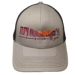 Fahrenheit Headwear RPI Be Good Trucker Hat Beige Brown Snapback OS Embroidered
